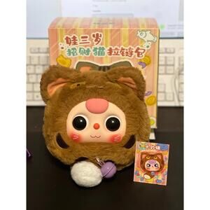 BABY THREE FORTUNE CAT Zipper Bag Plush Lucky Cat toy doll